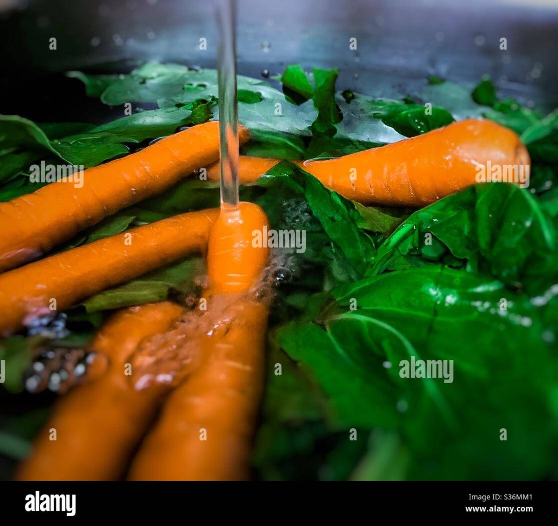 Clean vegetables. Eat healthy Stock Photo