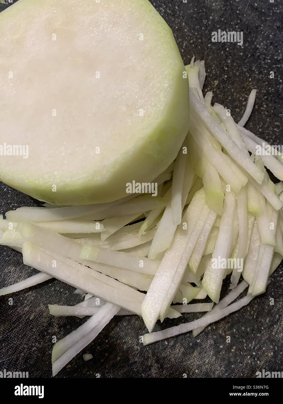 Kohlrabi Vegetable sliced - Smartphone Captured Stock Image