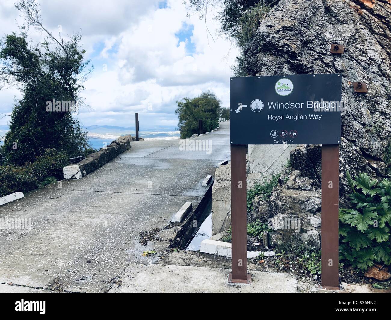 Signpost first Windsor bridge, Royal Anglian Way - Smartphone Captured Stock Image