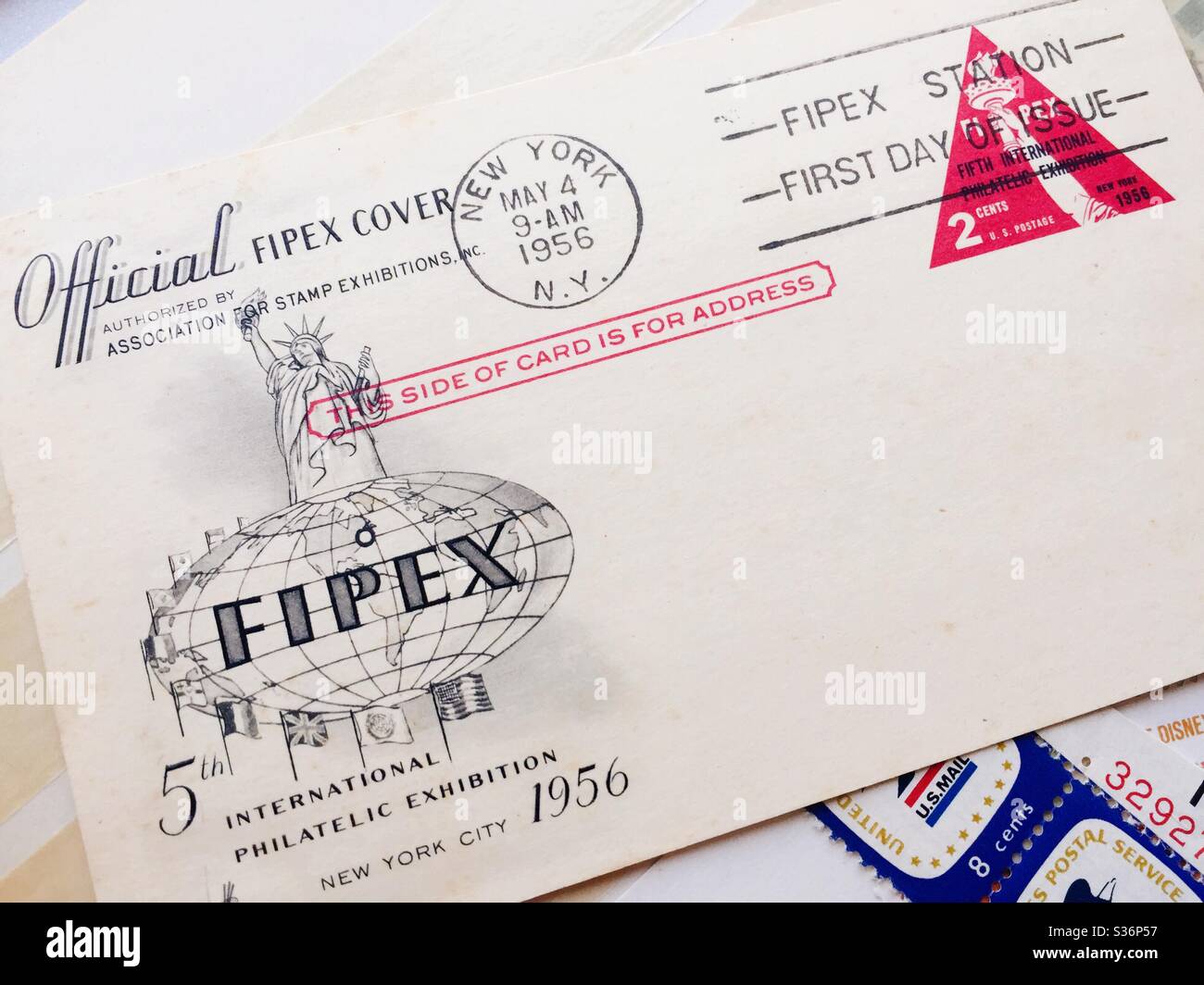 Close up of a stamp collector’s first day of issue envelope, USA Stock Photo