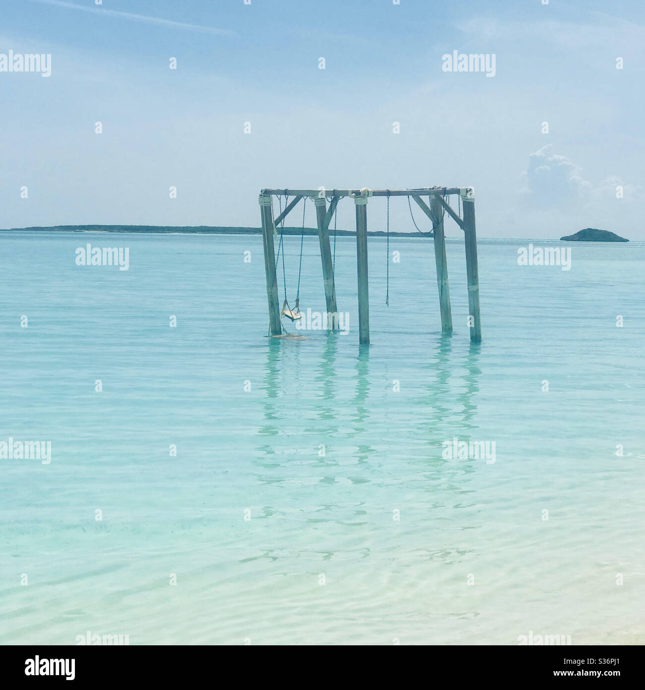 Ocean swing in Exuma, Bahamas Stock Photo