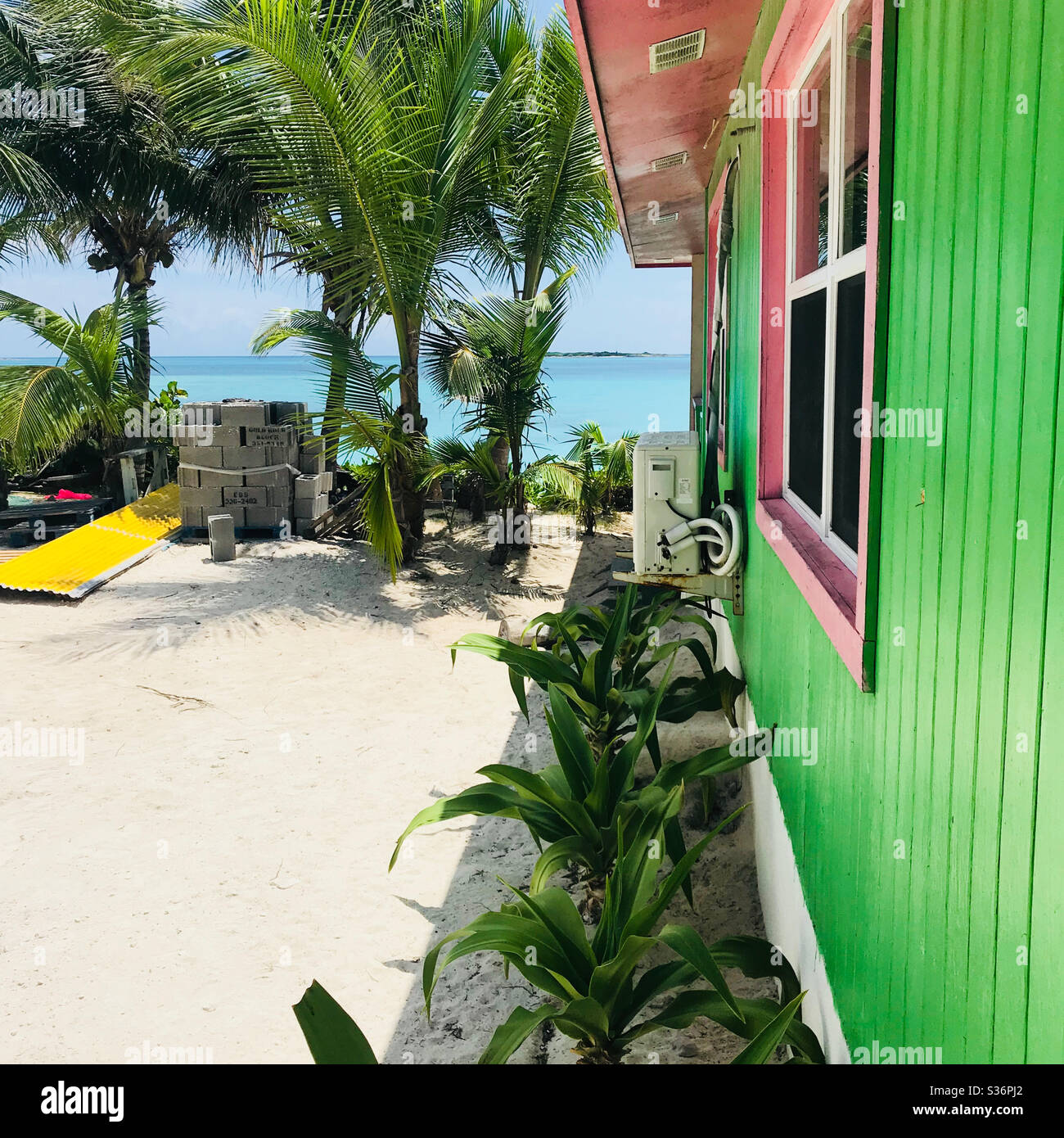 Beach house in Exuma, Bahamas Stock Photo