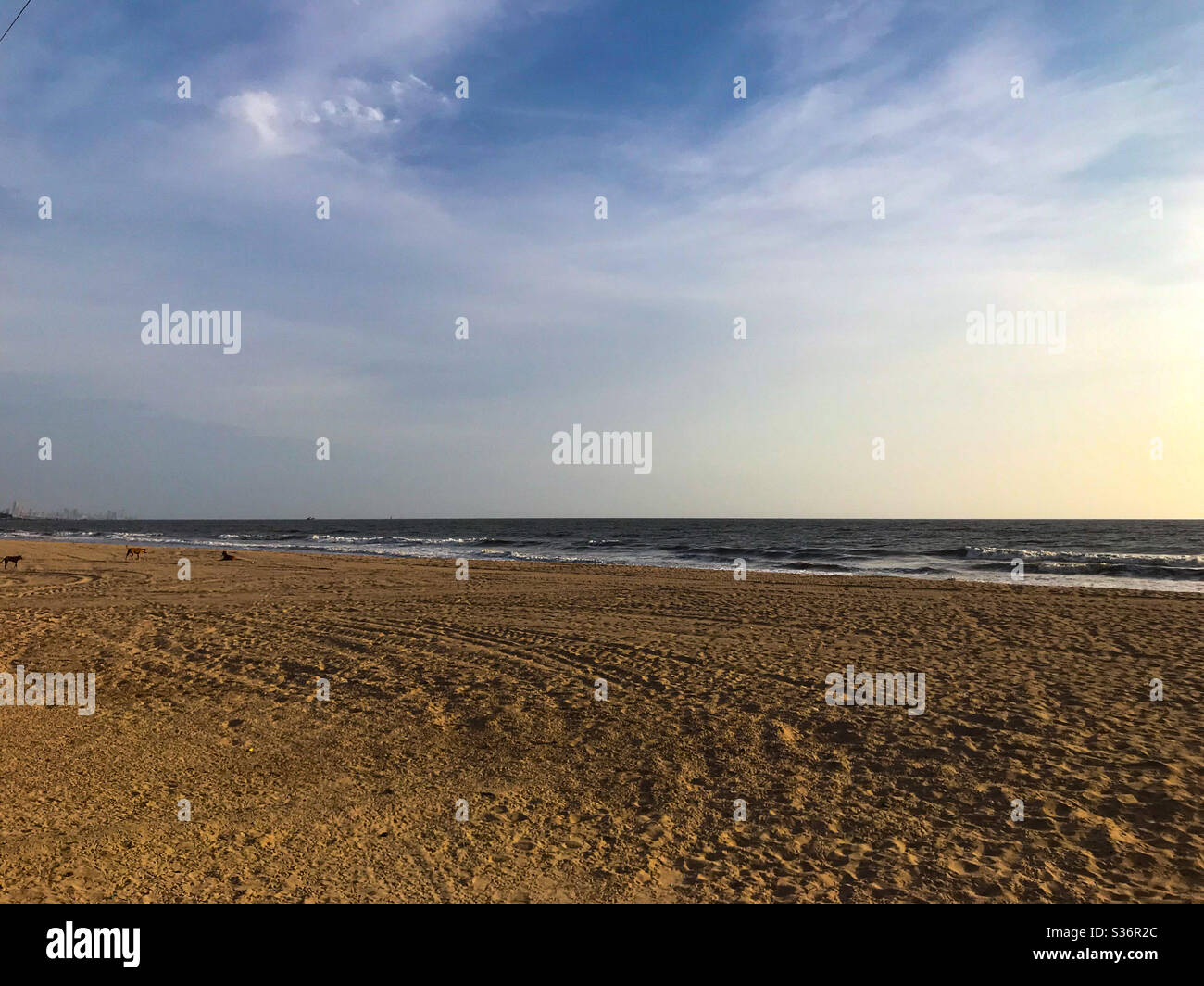 Empty deserted Juhu Beach during lockdown days in mumbai of India. - Smartphone Captured Stock Image