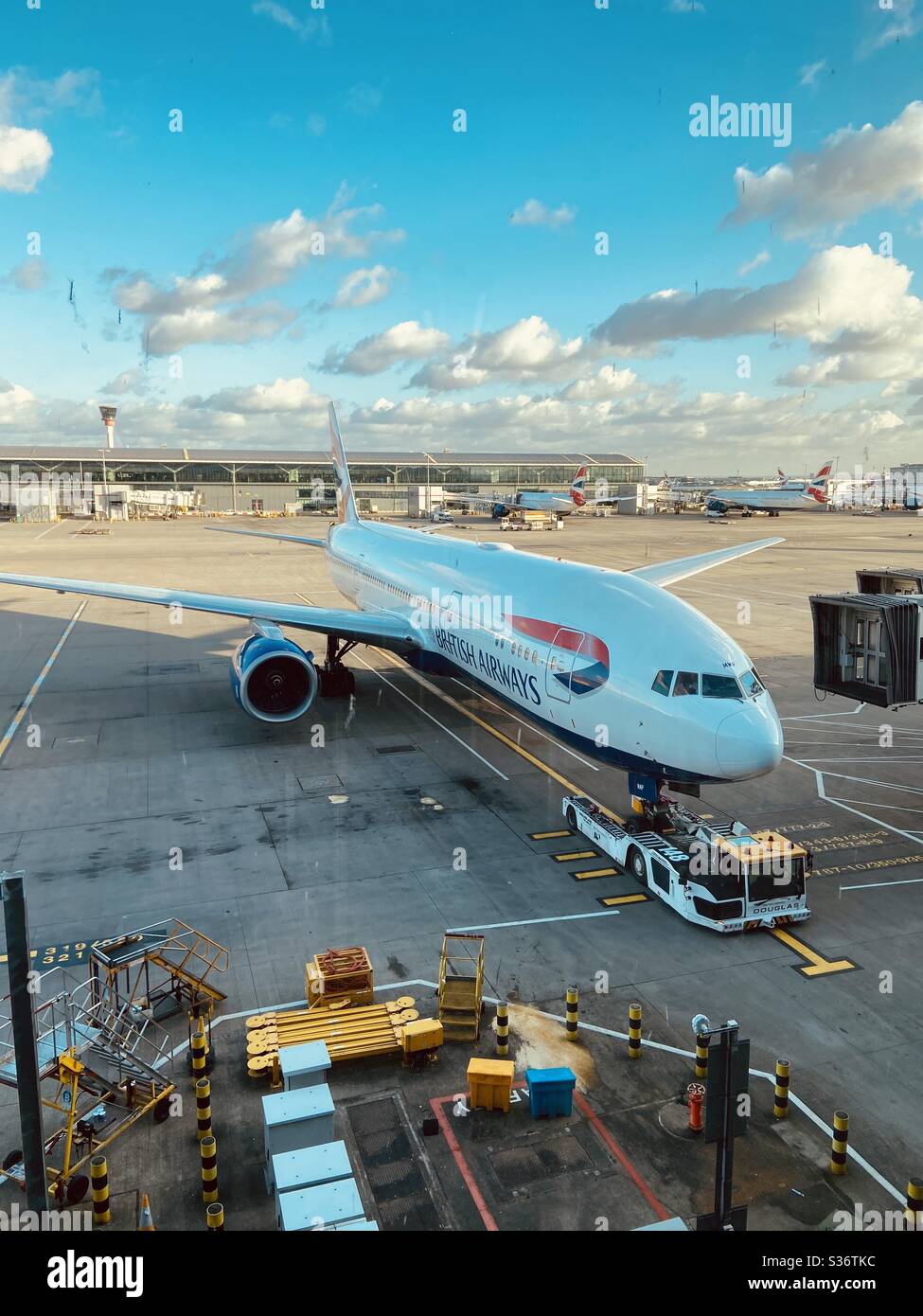 British Airways plane at gate in Heathrow airport Stock Photo Alamy