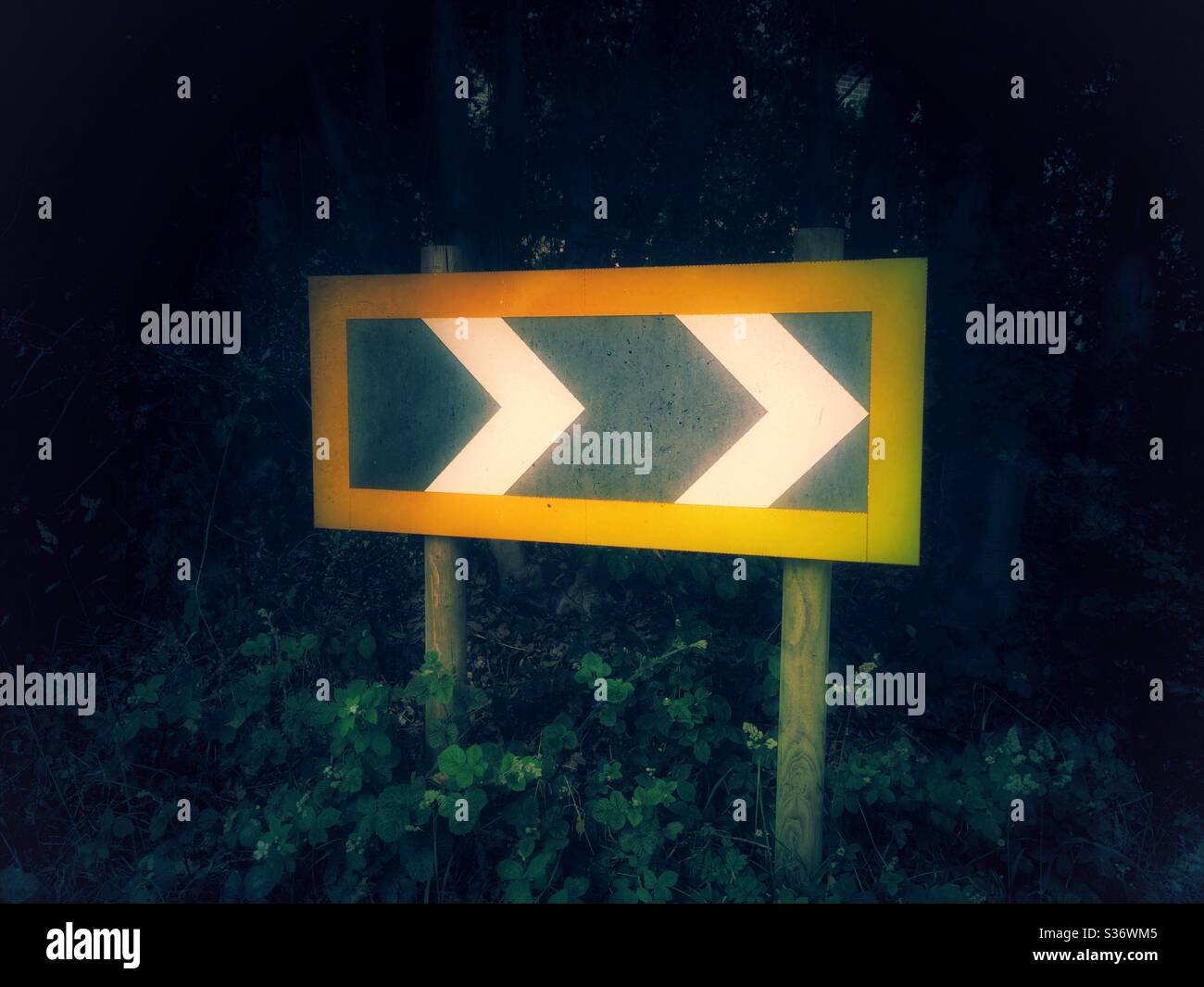 Turn right indication , traffic sign Uk - Smartphone Captured Stock Image