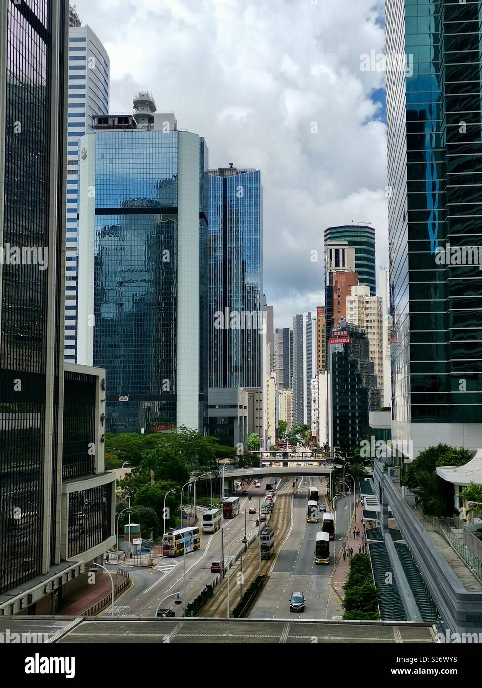 Queensway in Admiralty, Hong Kong. - Smartphone Captured Stock Image