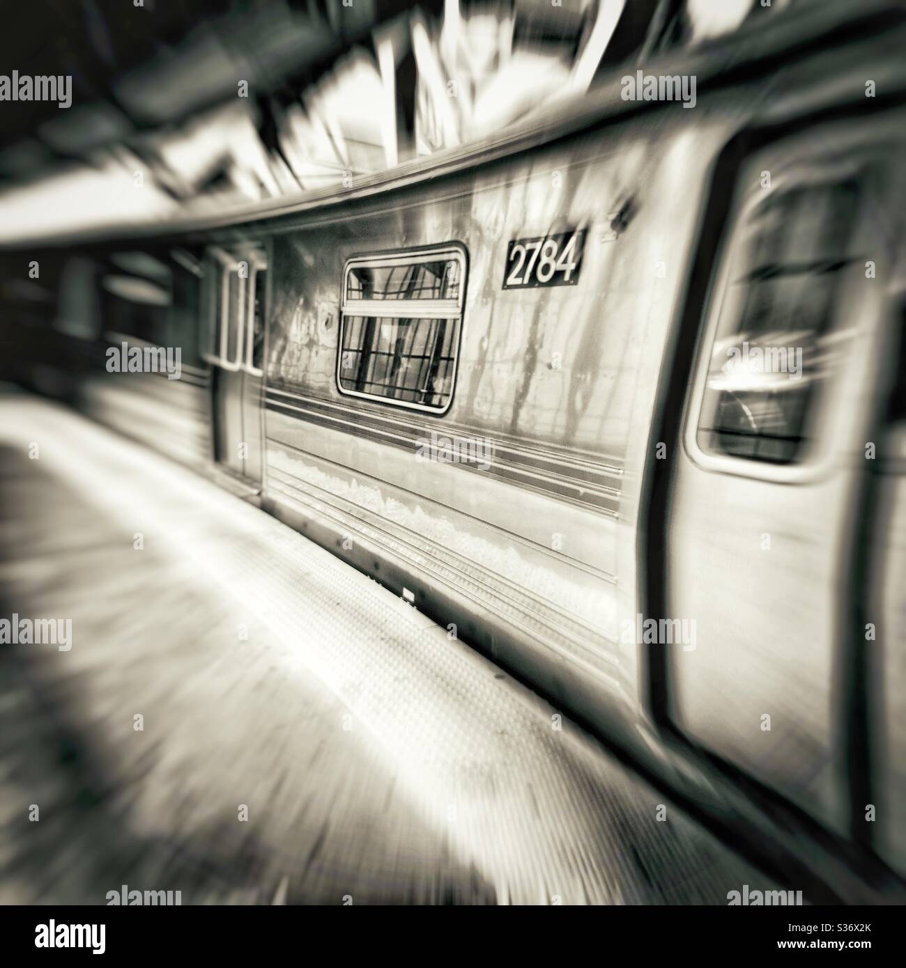 Subway train in motion Stock Photo