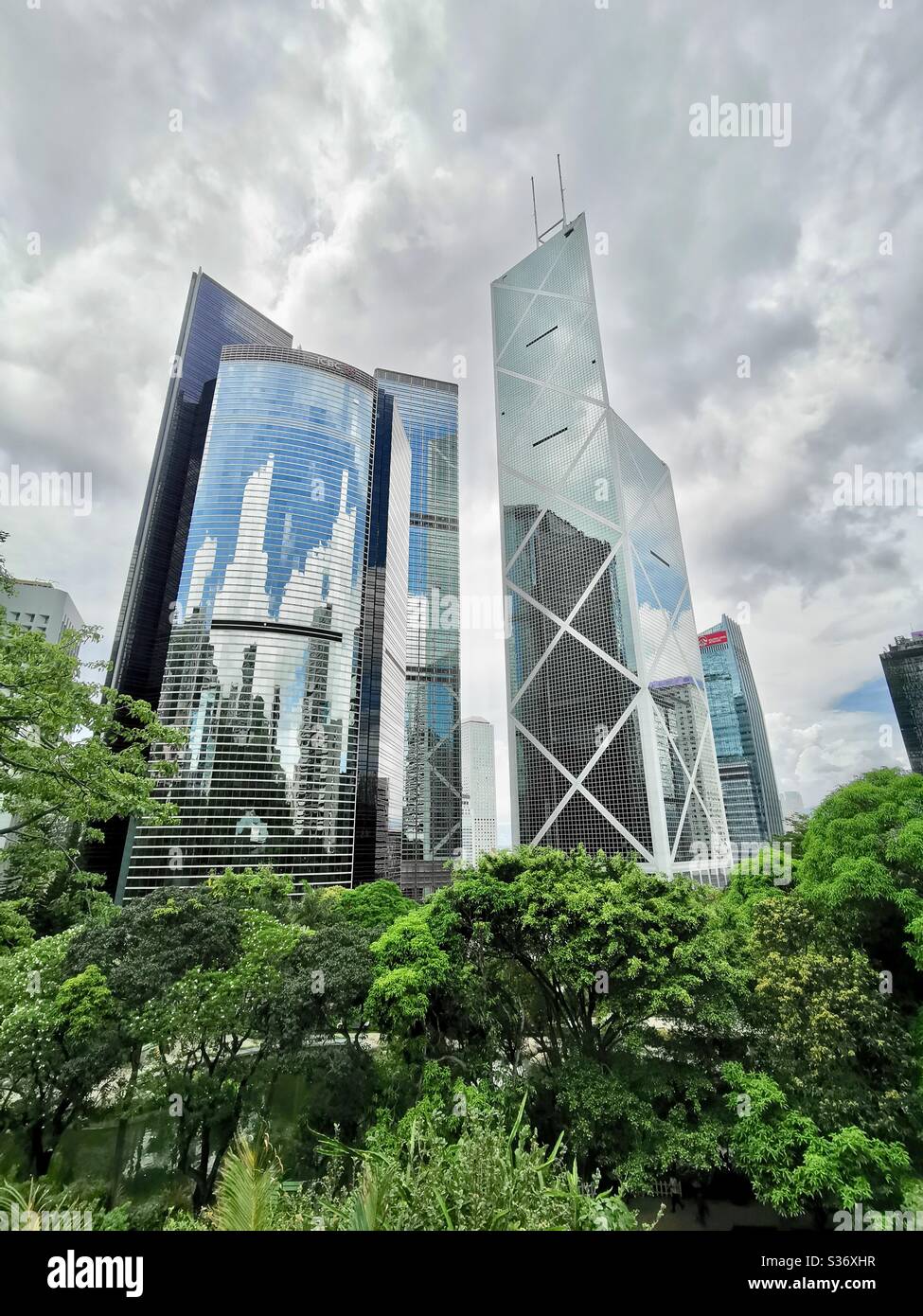 Skyscrapers in Admiralty, Hong Kong. - Smartphone Captured Stock Image