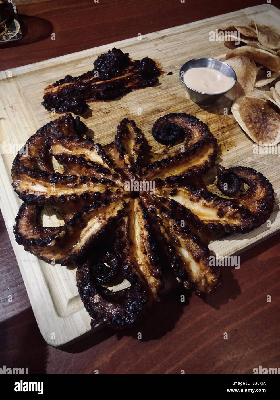 Octopus (Pulpo) dish at a restaurant in Downey CA April 2020 Stock Photo