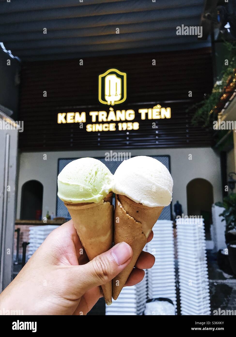 Trang Tien which the most famous brand icecream in Vietnam Stock Photo