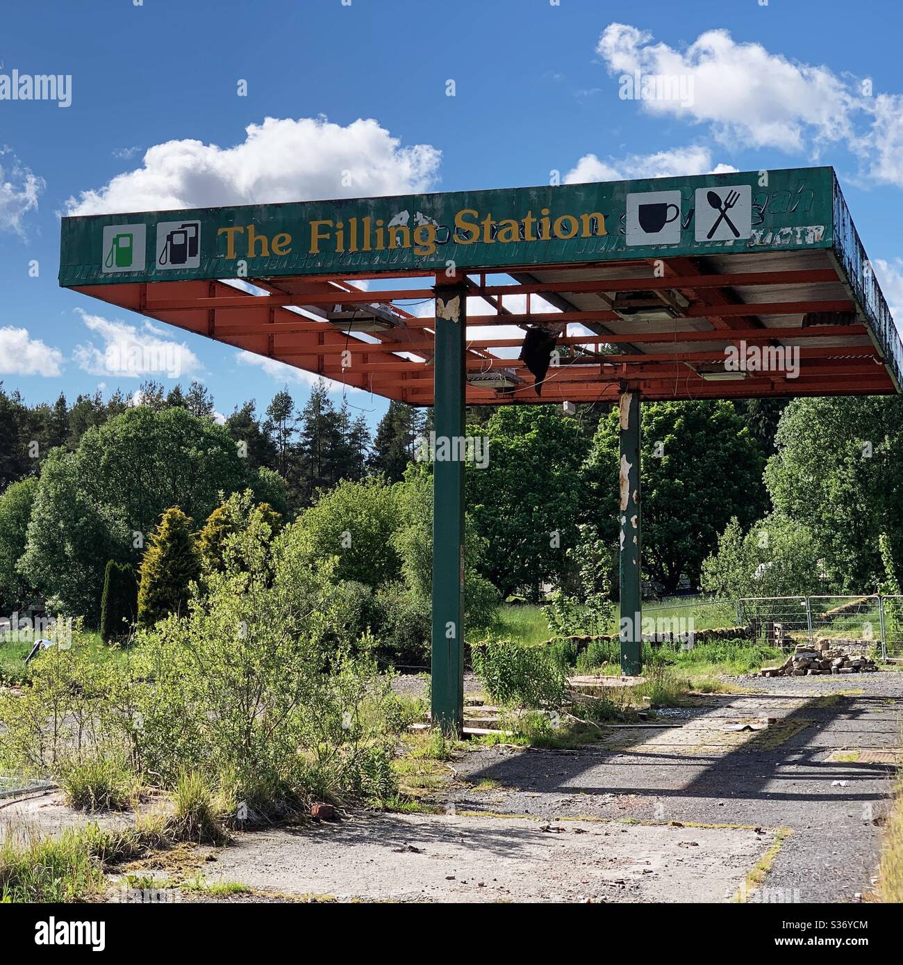 A derelict petrol station on the A68 road in the north of England - Smartphone Captured Stock Image