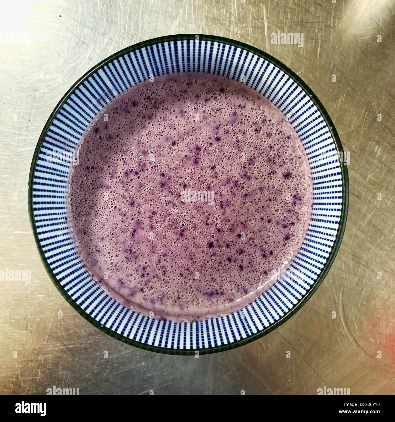 Blueberry coconut vegan pudding - Smartphone Captured Stock Image