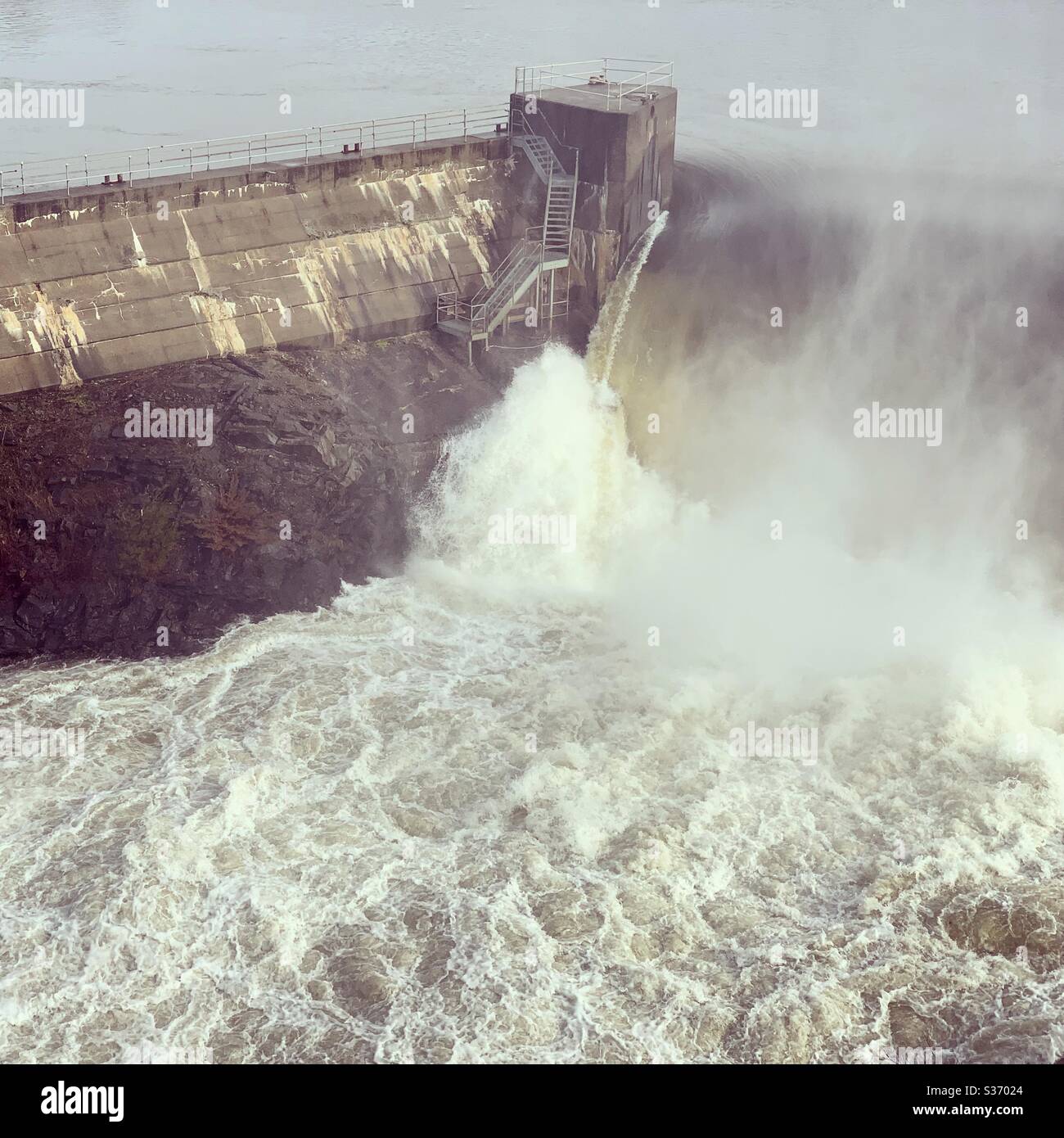 Turners Falls Dam, Turners Falls, Montague, Massachusetts, United States - Smartphone Captured Stock Image