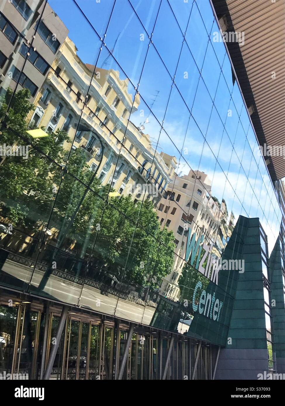 Reflections on glass facade. Madrid,Spain. - Smartphone Captured Stock Image