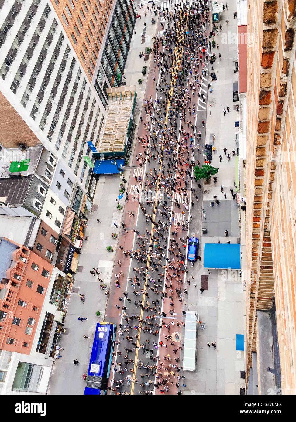 During the first week in June 2020 peaceful protesters marched on 34th Street in midtown Manhattan, New York City, USA - Smartphone Captured Stock Image