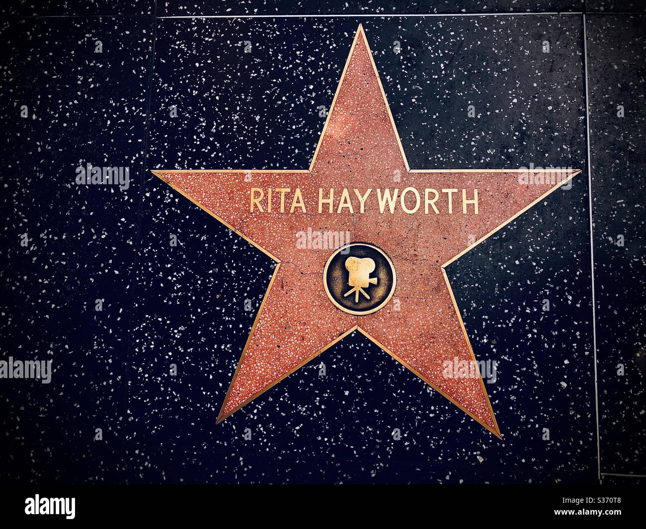 Hollywood, California/USA. August 3rd, 2019. The star on the Hollywood Walk of Fame for actress Rita Hayworth. Stock Photo