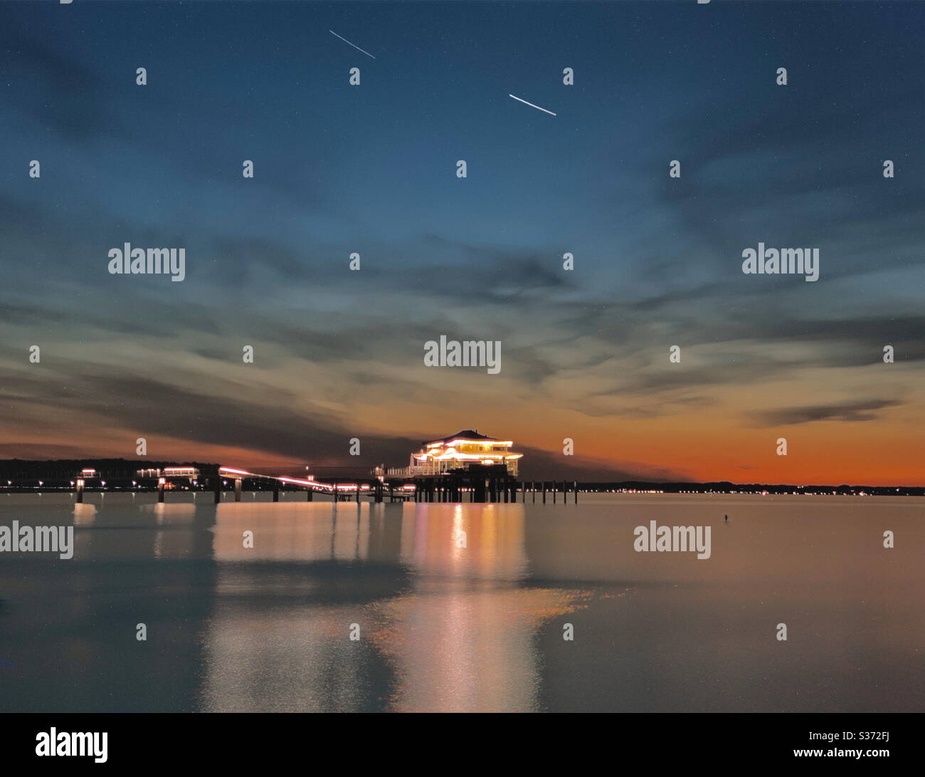 Motion blur shot at dusk near Timmendorferstrand beach, Ostsee, Germany - Smartphone Captured Stock Image