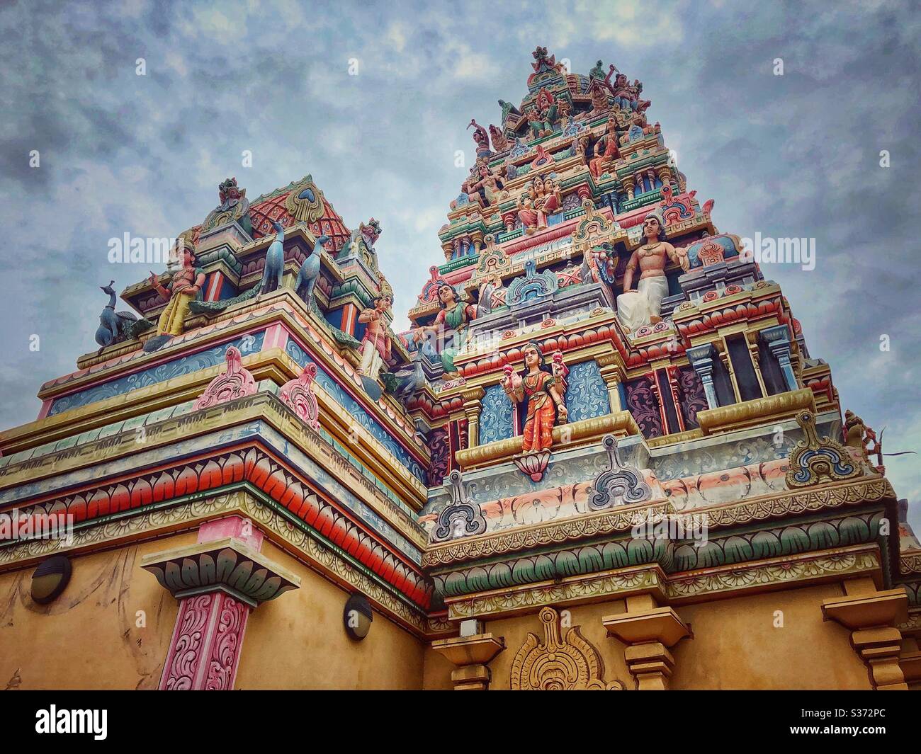 Hindu Temple Kannanur Mariamman Kovil in Port Louis, Mauritius. - Smartphone Captured Stock Image