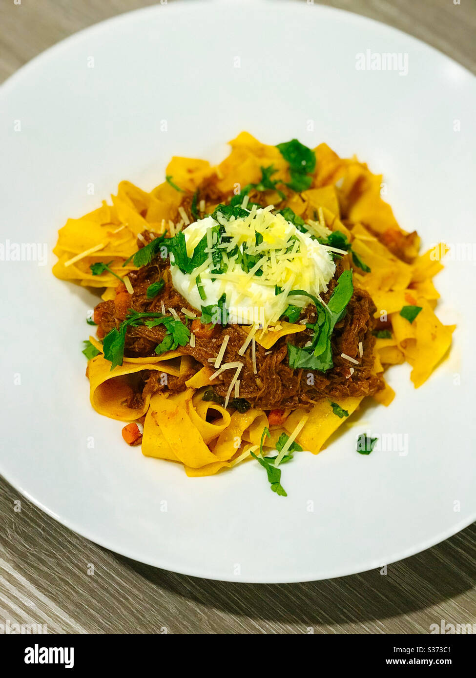 Slow Cooked Beef Ragu with Pappardelle Stock Photo Alamy