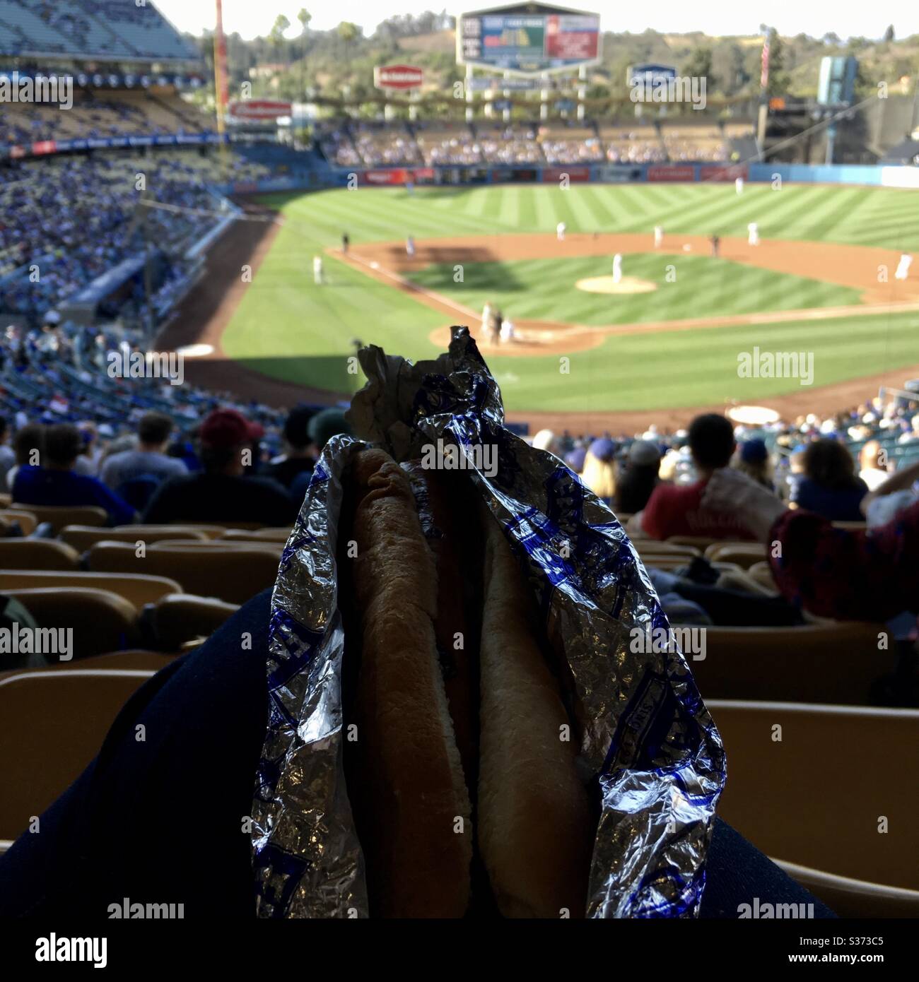 Gotta get a Dodger Dog. Dodger Stadium Los Angeles CA 2017 Stock Photo