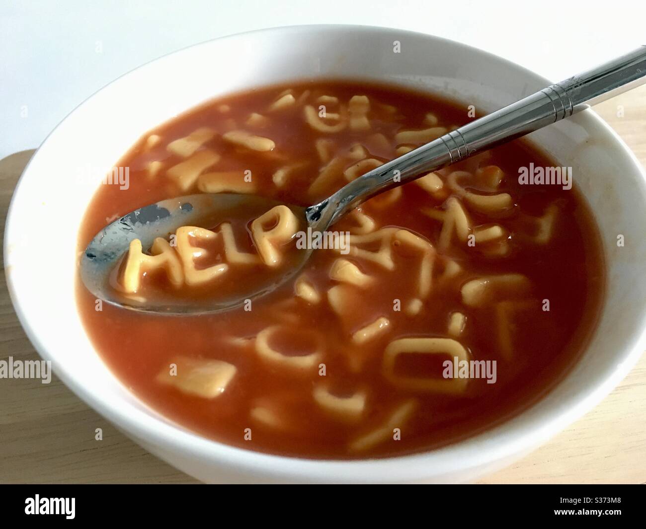 Alphabet spaghetti on spoon hires stock photography and images Alamy