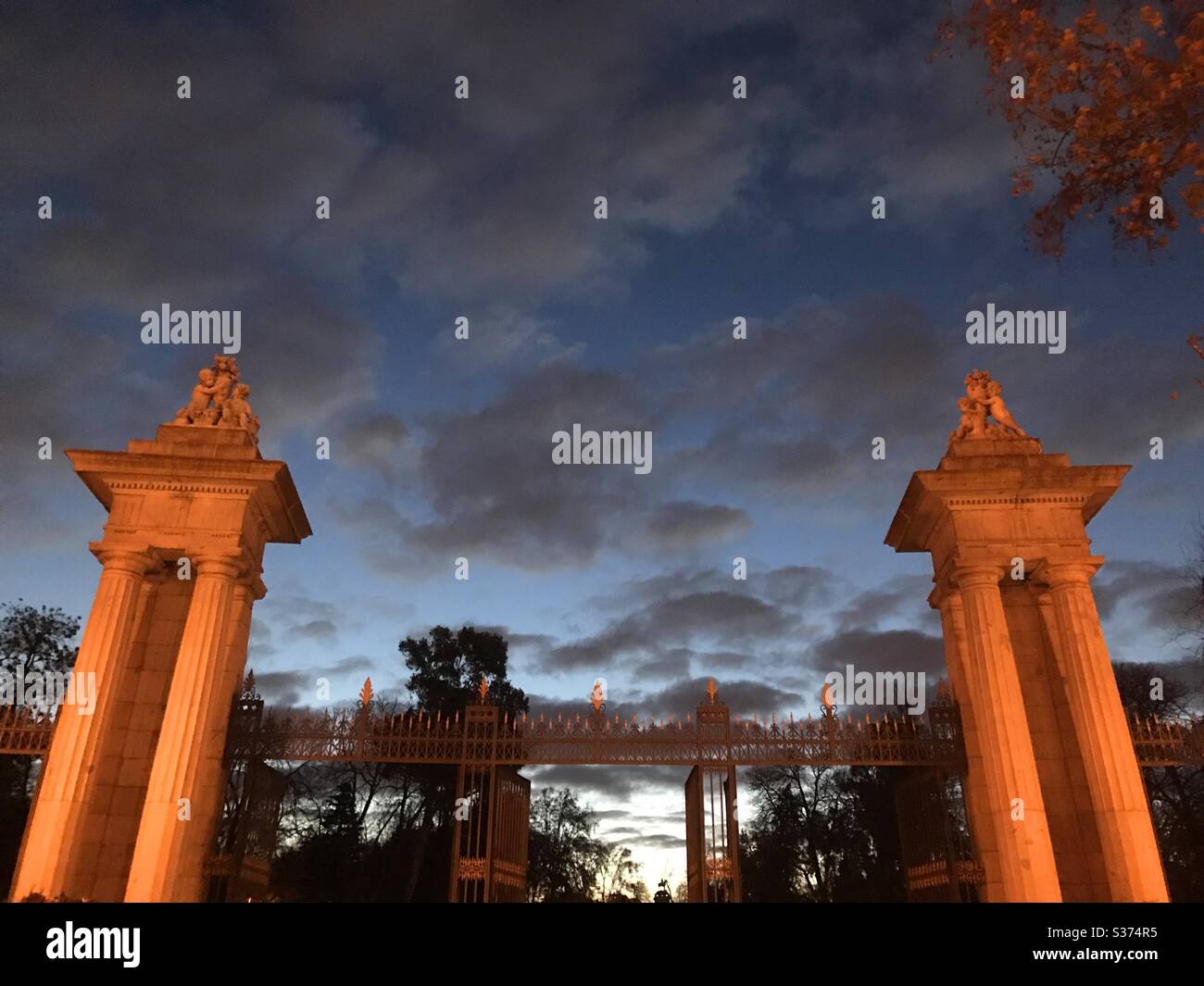 Entrance at dawn. El Retiro park, Madrid, Spain. - Smartphone Captured Stock Image