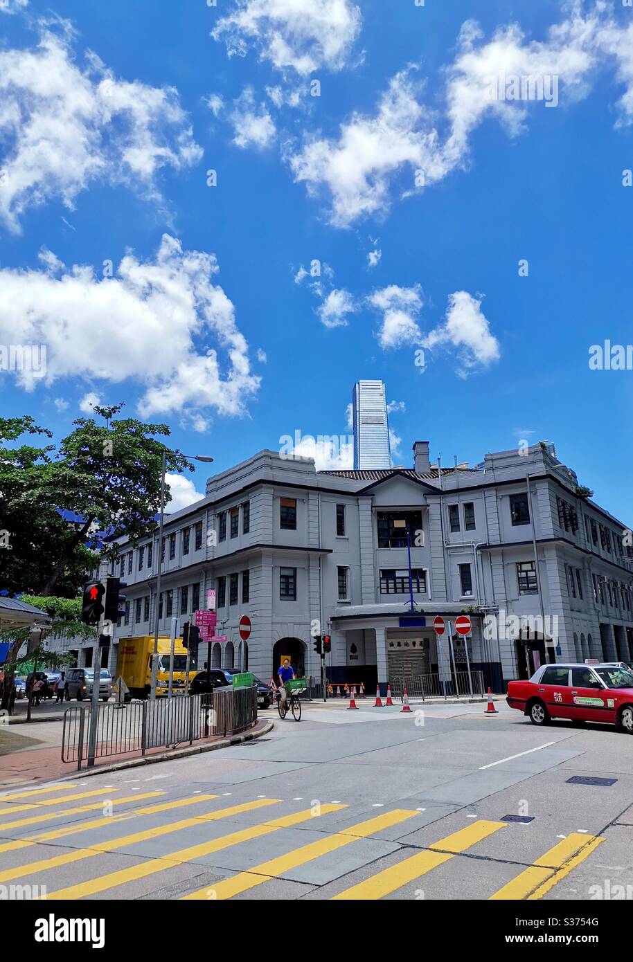 Yue mai tai police station building in Kowloon , Hong Kong. - Smartphone Captured Stock Image