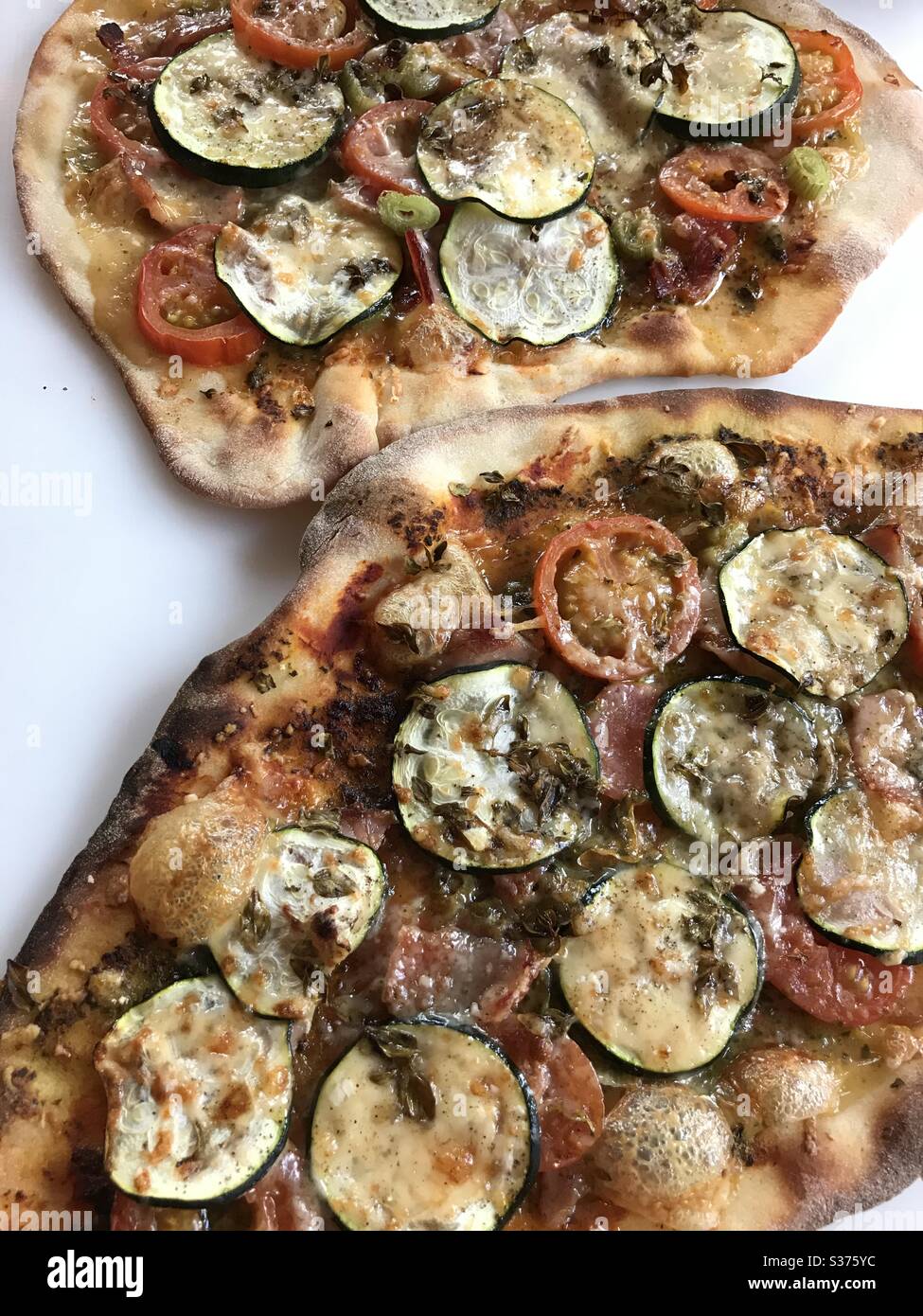 Sourdough pizzas with vegetables Stock Photo