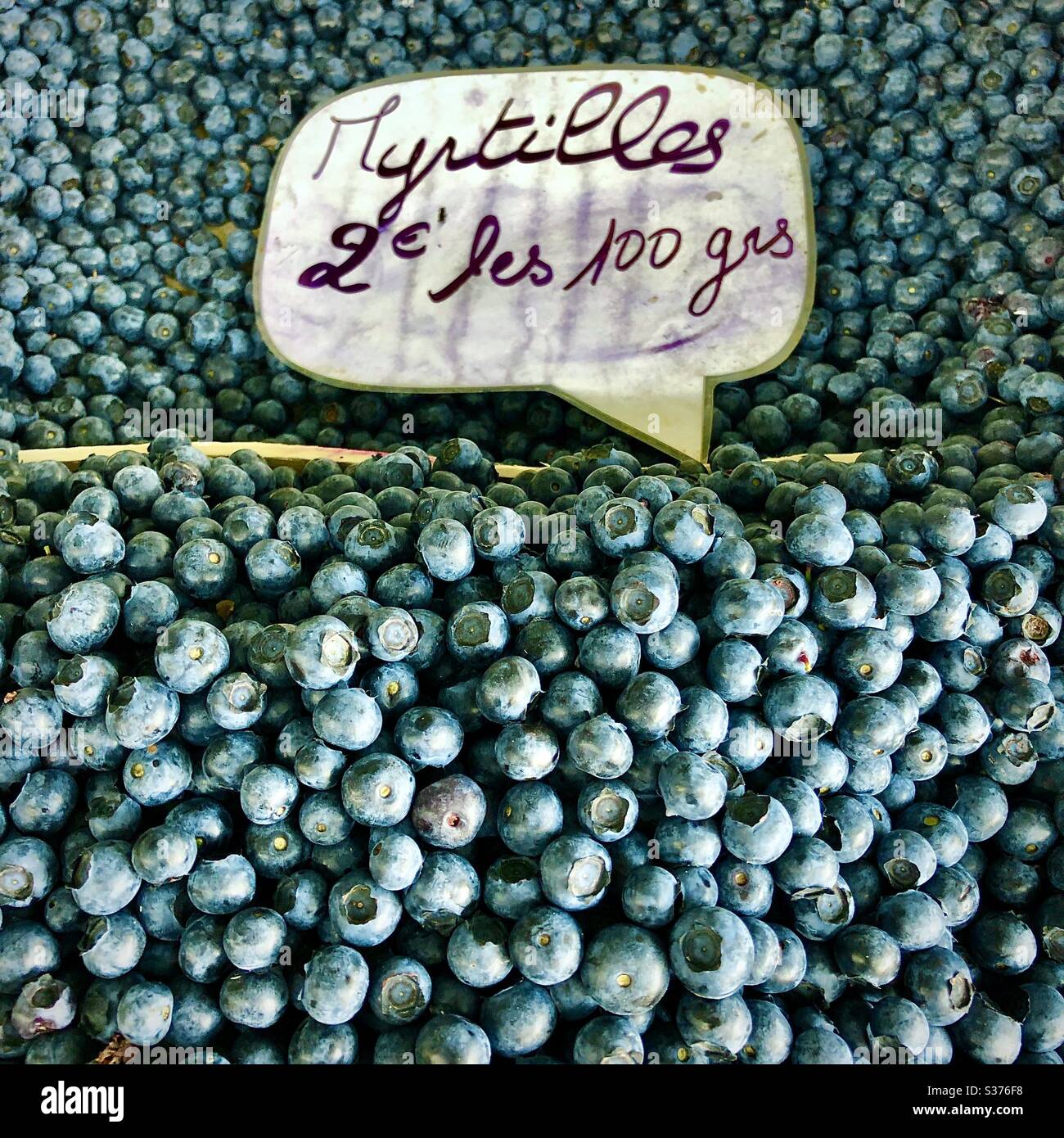 Blueberries or Myrtilles for sale on French market stall Stock Photo Alamy