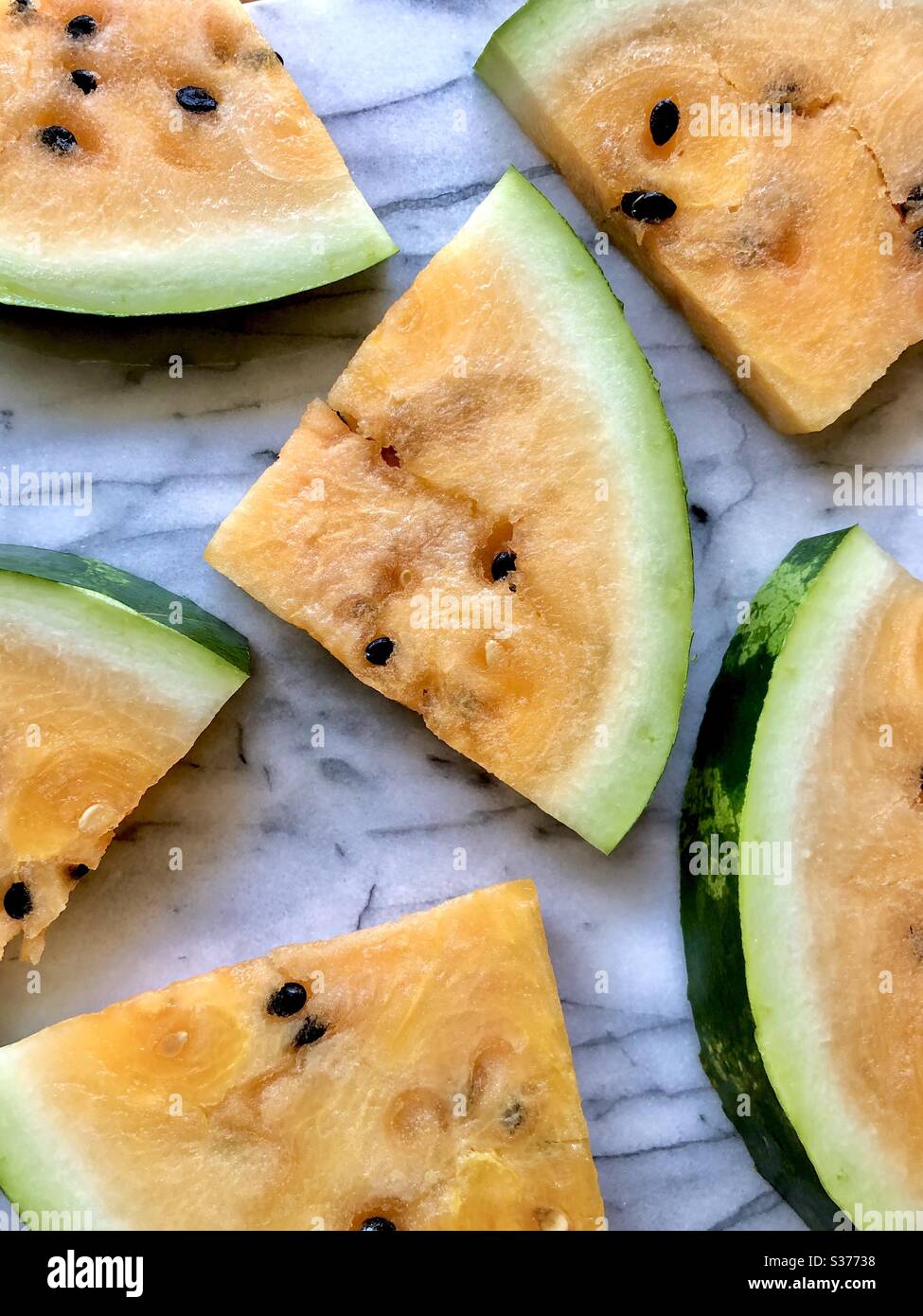 Yellow watermelon slices - Smartphone Captured Stock Image