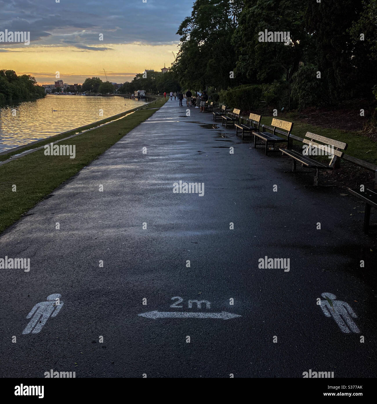 2 metre sign on Queens Promenade, Surbiton - Smartphone Captured Stock Image