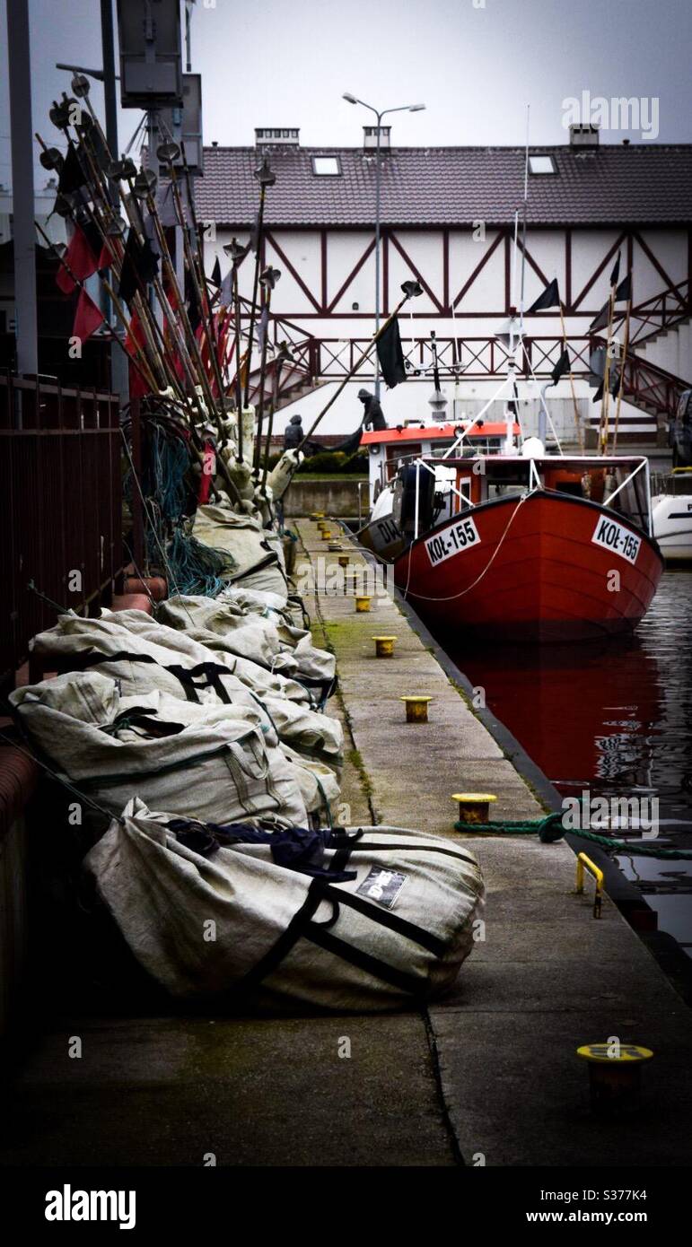 fishing vessel in port Stock Photo