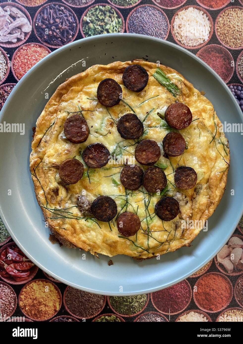 Chorizo Chive Cheese Omelette - Smartphone Captured Stock Image