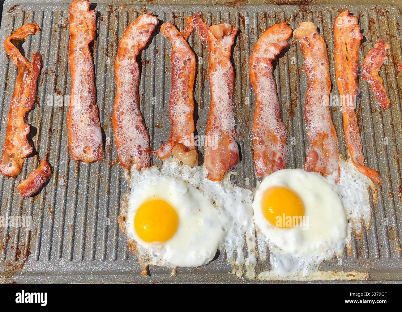 Eggs and bacon for breakfast, 2020 - Smartphone Captured Stock Image