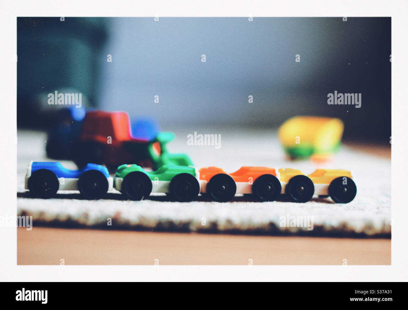 Vintage Toy Cars Traffic Jam Stock Photo Alamy
