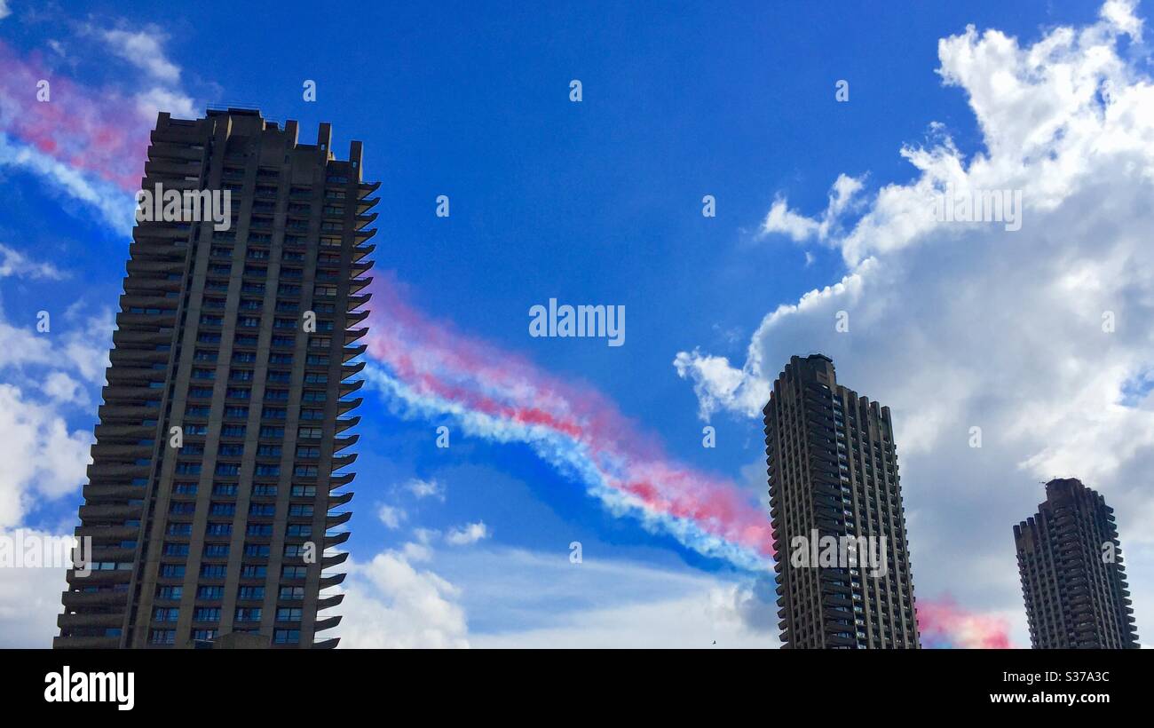 Red Arrows vapour trail - Smartphone Captured Stock Image