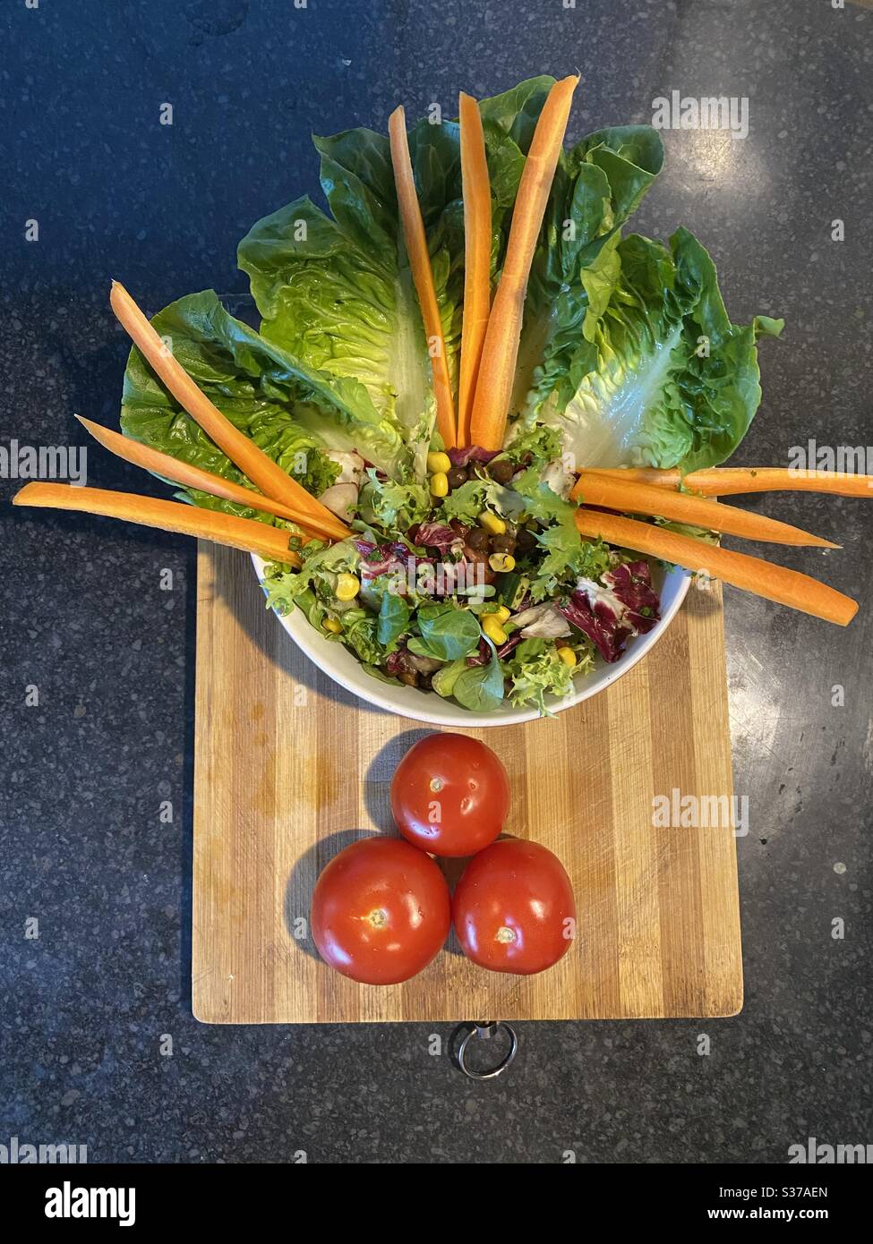 Bowl of salad ready to eat Stock Photo