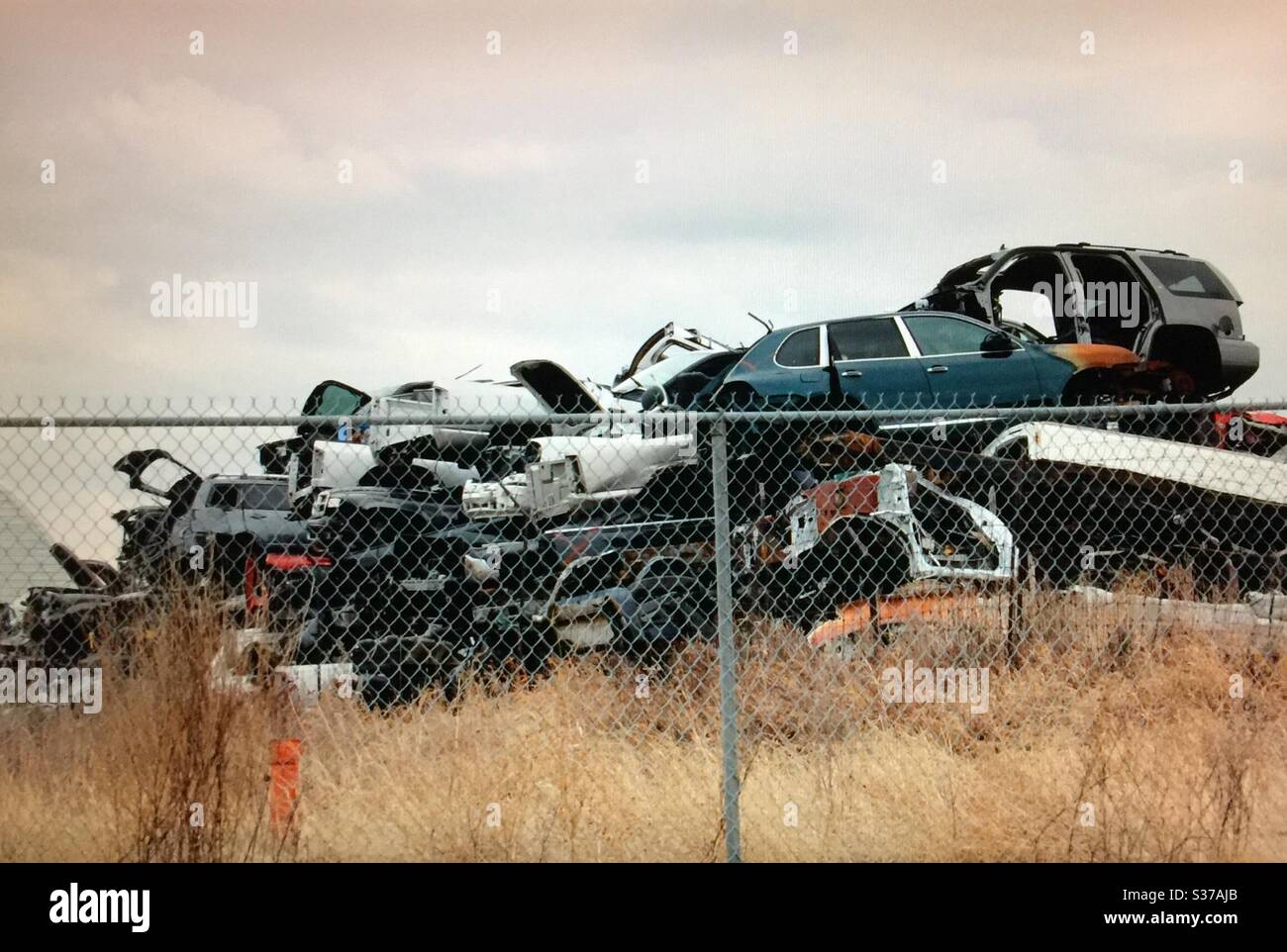 Auto wrecker yard. Auto parts, salvage, scrap metal. Heaps, junk, recycling Stock Photo Alamy