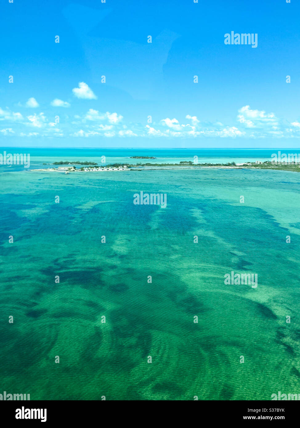 A small island in the Caribbean Sea off the coast of Belize on March 14, 2020. - Smartphone Captured Stock Image
