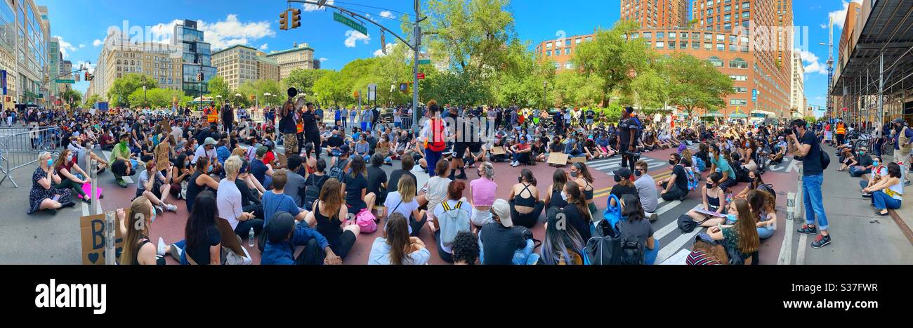 Black Lives Matter protest in Union Square, Manhattan, New York, USA. - Smartphone Captured Stock Image