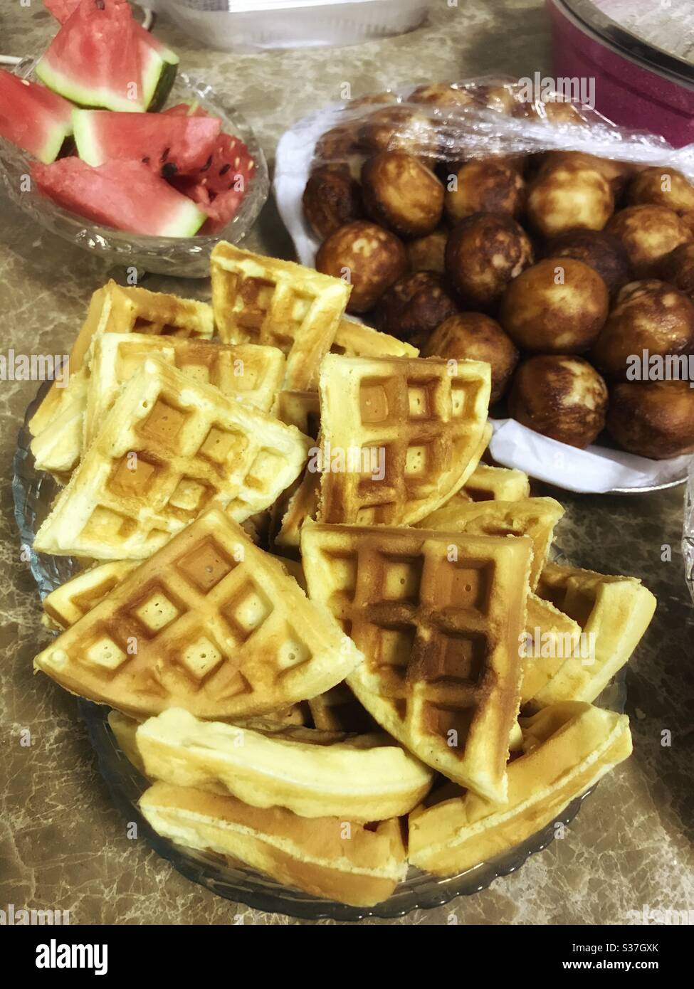 Waffles, dumplings and melons - Smartphone Captured Stock Image