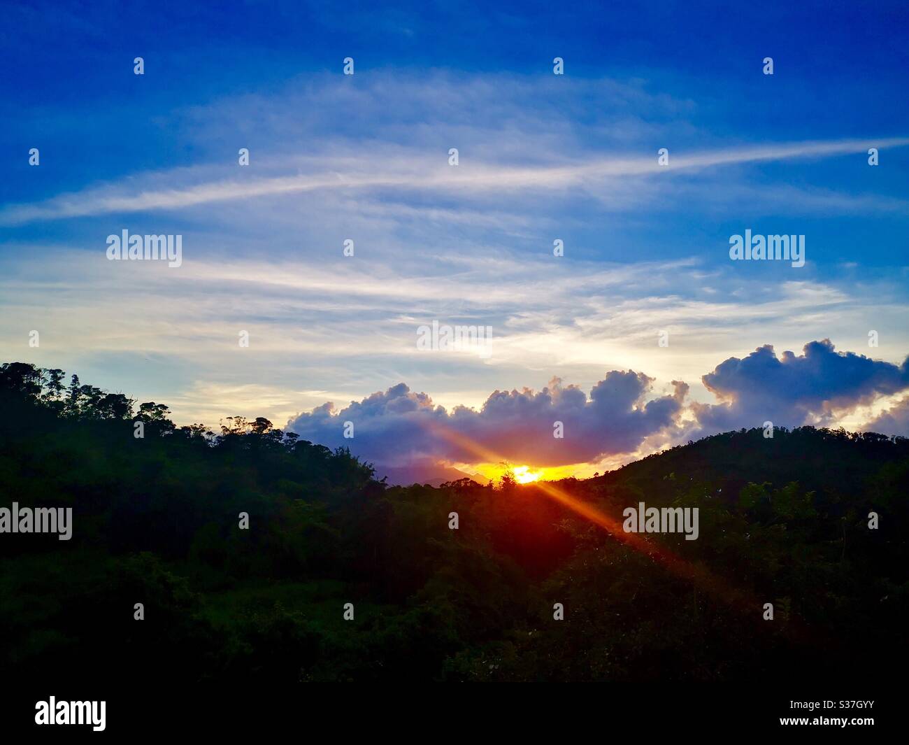 Sunset over Lamma island in Hong Kong. - Smartphone Captured Stock Image