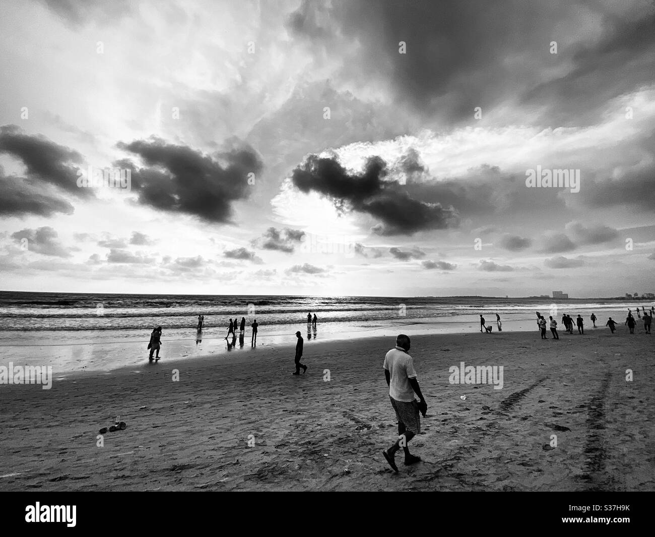 Life at Juhu Beach, Mumbai during lockdown days. - Smartphone Captured Stock Image