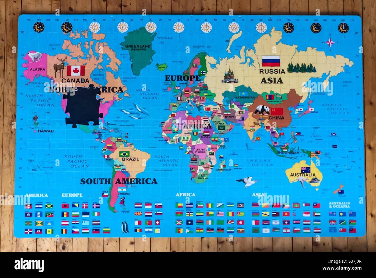 The world without USA, an iconic image in a 3D puzzle. Implications for global trade, geopolitics, the world economy. - Smartphone Captured Stock Image