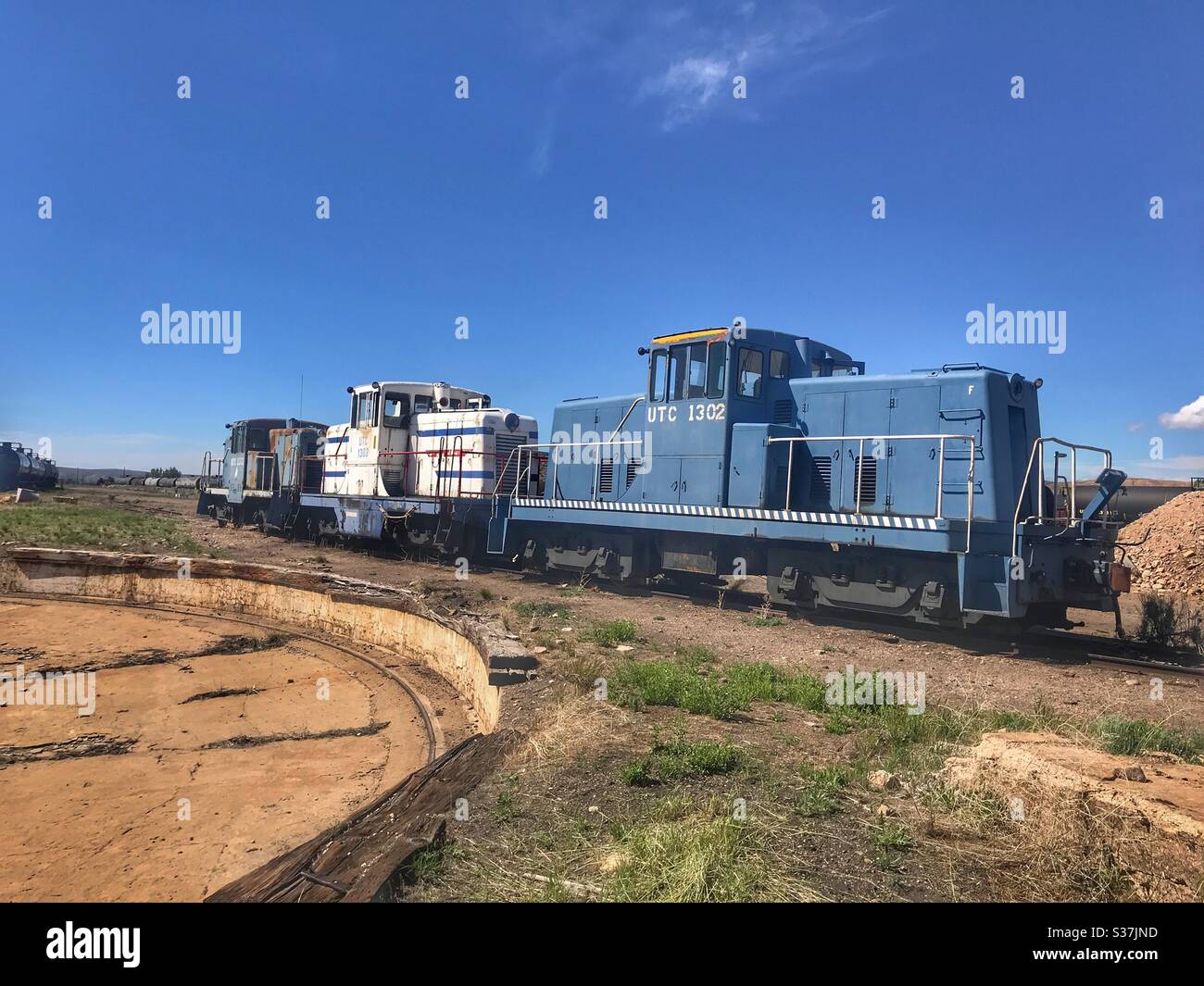 Old train at the roundhouse in Evanston Wyoming - Smartphone Captured Stock Image