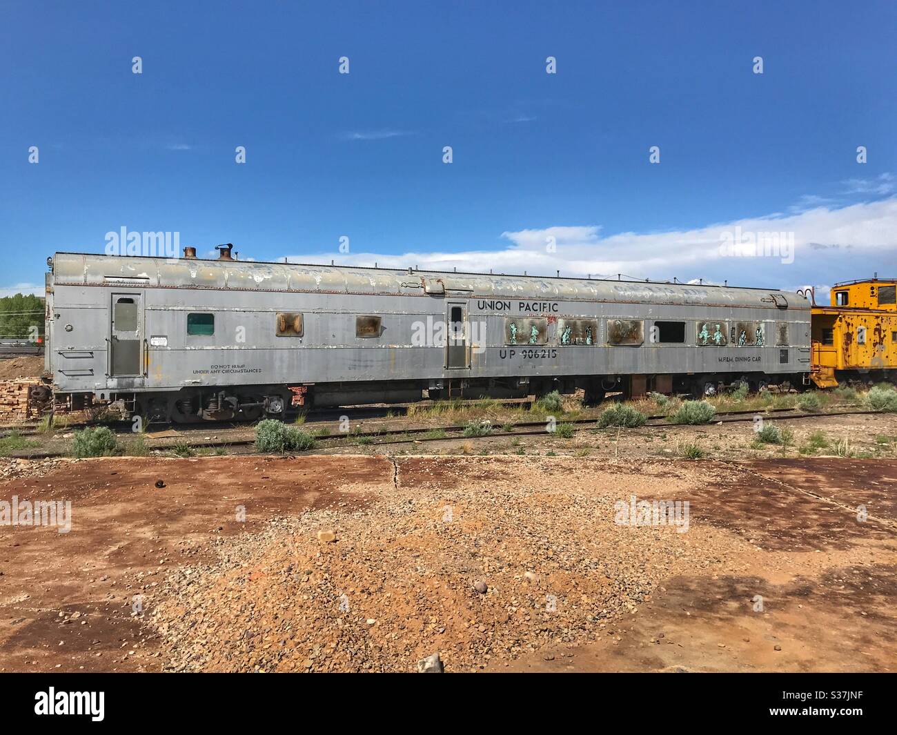 Old train at the roundhouse in Evanston Wyoming - Smartphone Captured Stock Image