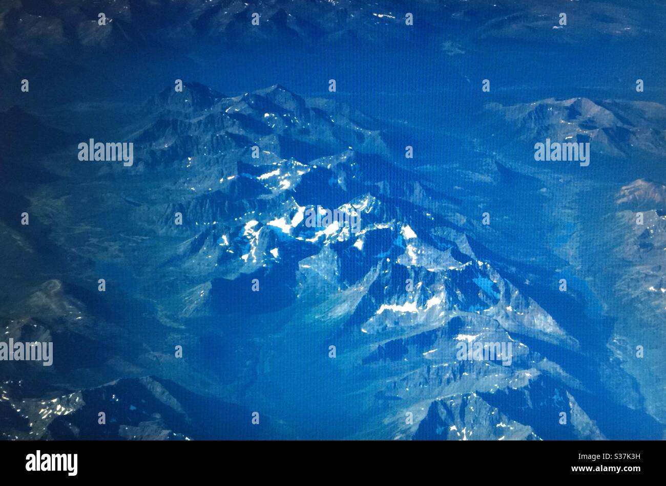 Aerial photography, Canadian Rockies, mountains, Rocky Mountains, Rugged, jagged, back country, steep, peaks, valleys - Smartphone Captured Stock Image