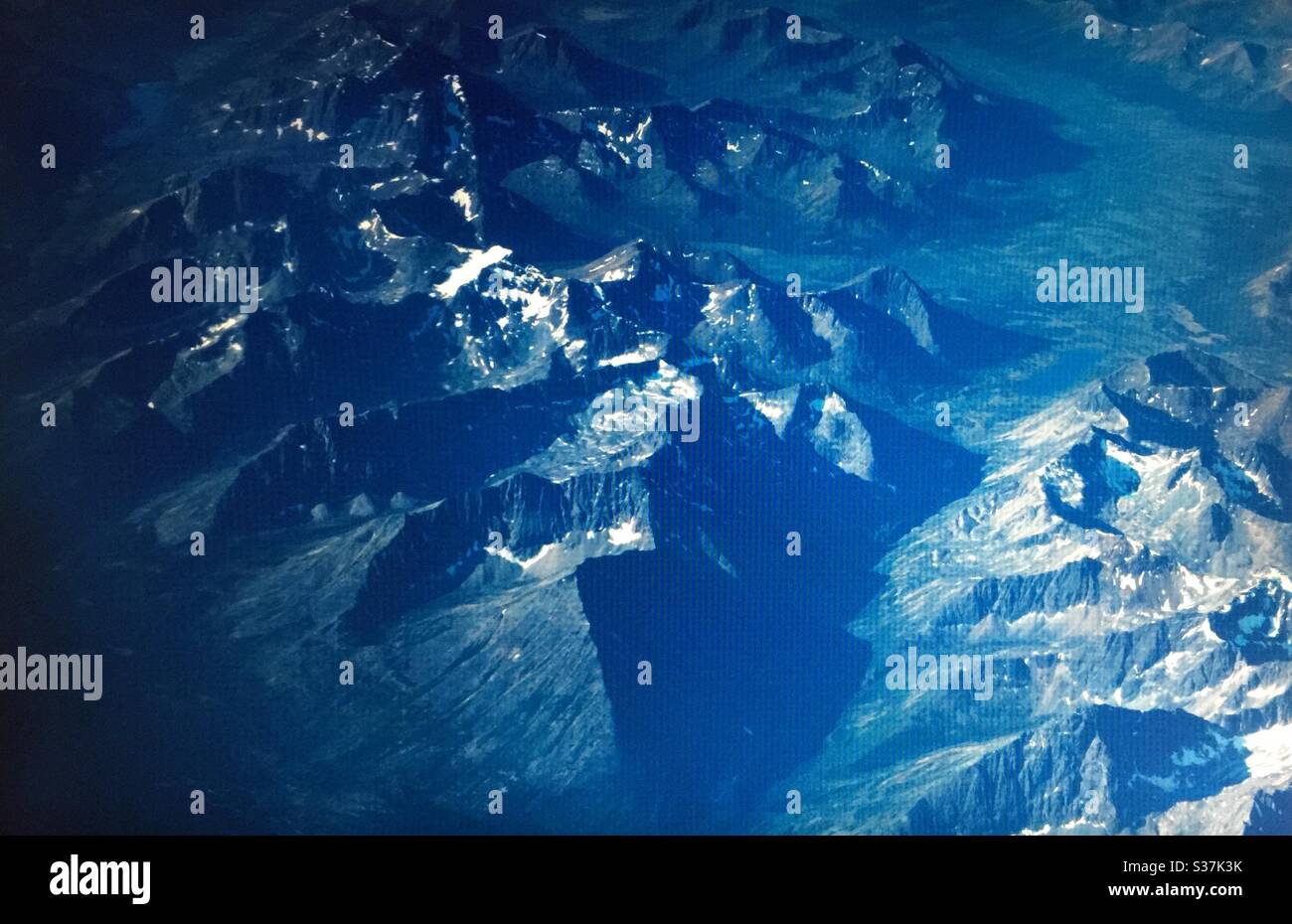 Aerial photography, Canadian Rockies, mountains, Rocky Mountains, Rugged, jagged, back country, steep, peaks, valleys - Smartphone Captured Stock Image