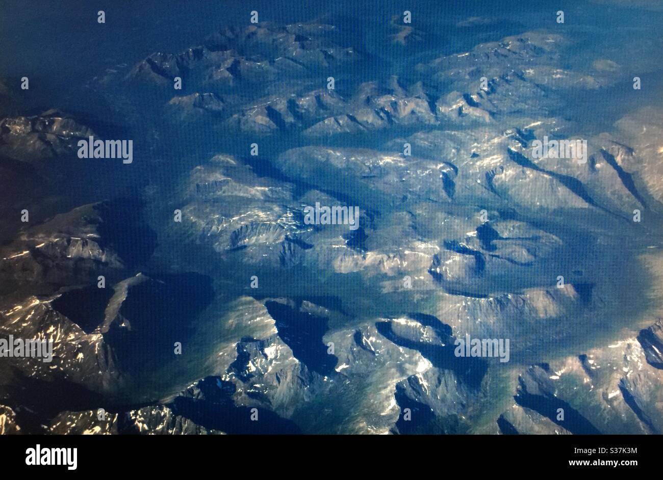 Aerial photography, Canadian Rockies, mountains, Rocky Mountains, Rugged, jagged, back country, steep, peaks, valleys - Smartphone Captured Stock Image