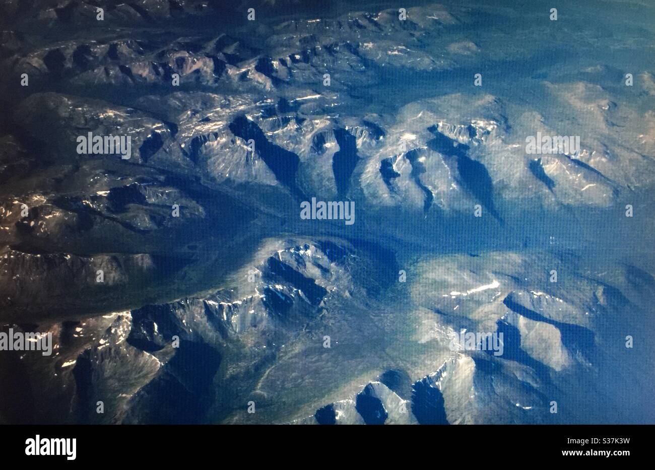 Aerial photography, Canadian Rockies, mountains, Rocky Mountains, Rugged, jagged, back country, steep, peaks, valleys - Smartphone Captured Stock Image